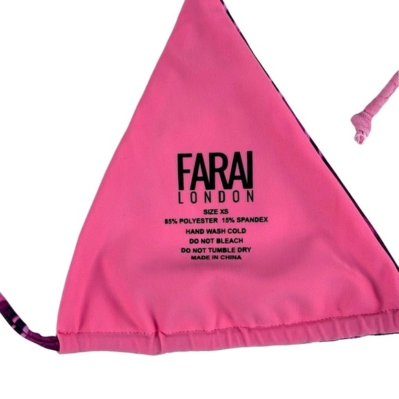 FARAI LONDON CYNTHIA PURPLE MARBLE SWIRL STRING TRIANGLE TIE SIDE BIKINI SET - Picture 8 of 15